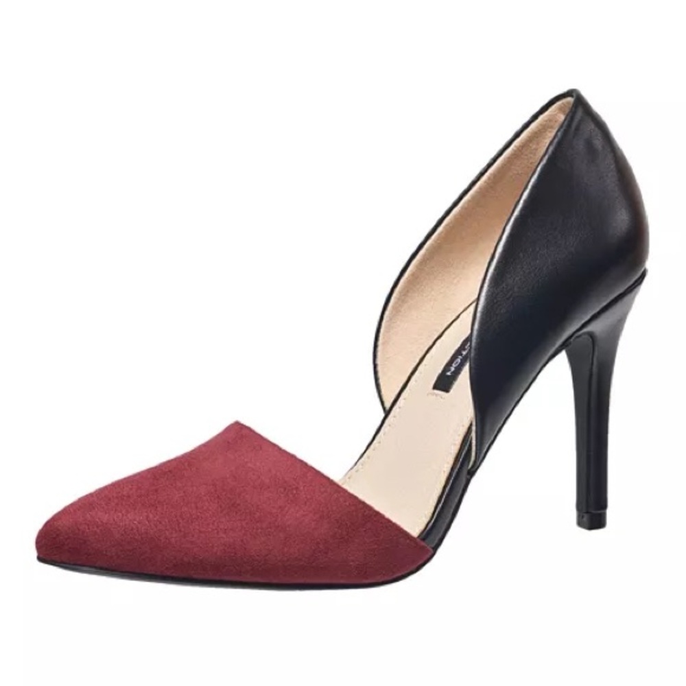 French Connection Pointy Dorsey Pumps - Black & Burgundy - Size 6 - NWT